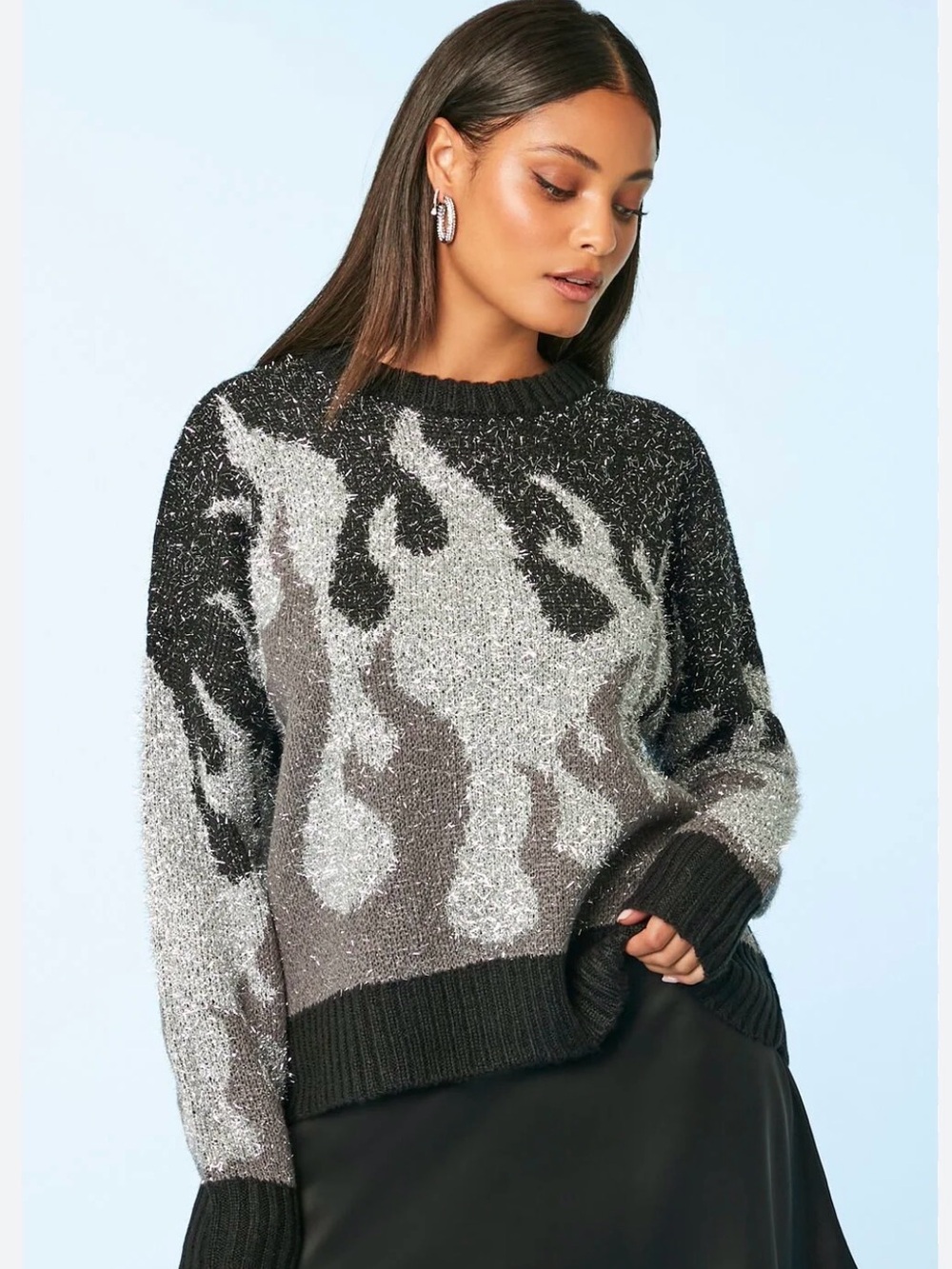 NWT-Forever 21 Metallic Flame Sweater🔥